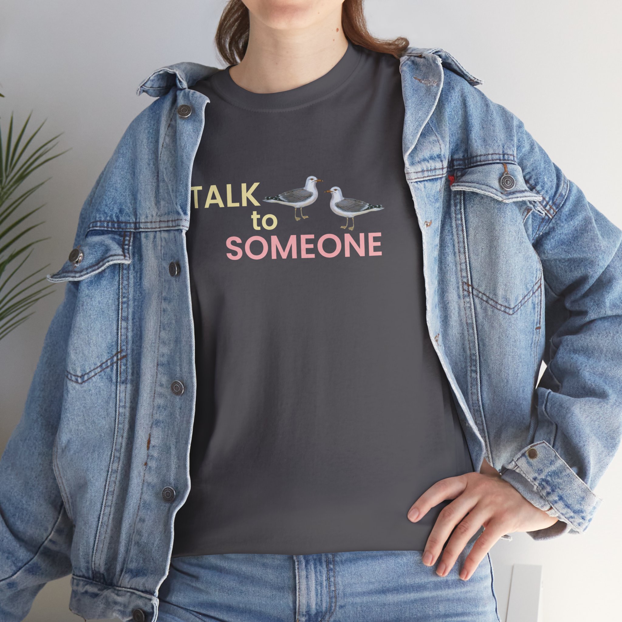 Talk To Someone Unisex Heavy Cotton Tee - Image 2